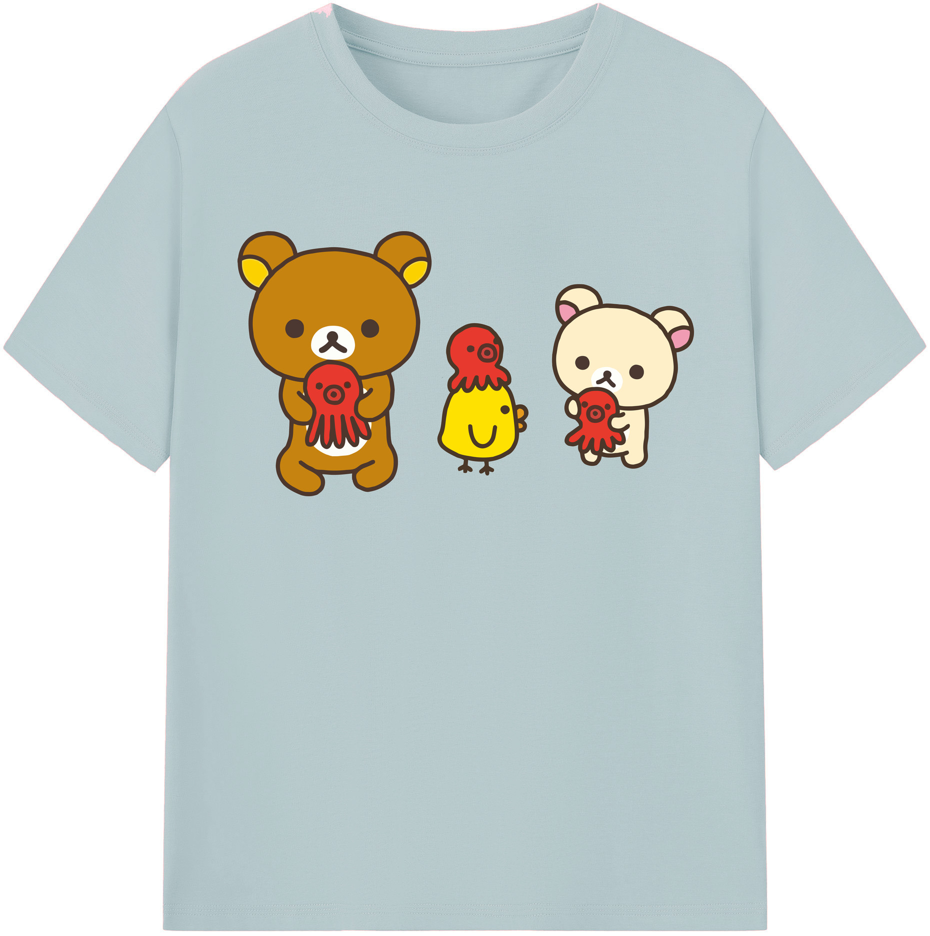 （画像用） リラックマ リラックマ キイロイトリ Rilakkuma Korilakkuma Kiiroitori 綿100％半袖Tシャツ（フロントプリント）